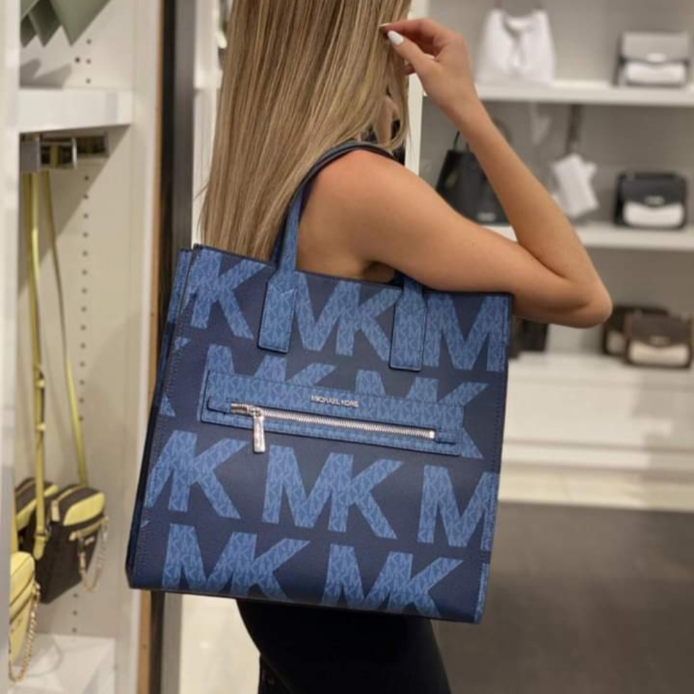 NWT! Michael Kors Kenly Large NS Tote Shoulder Handbag (Dark Chambray)